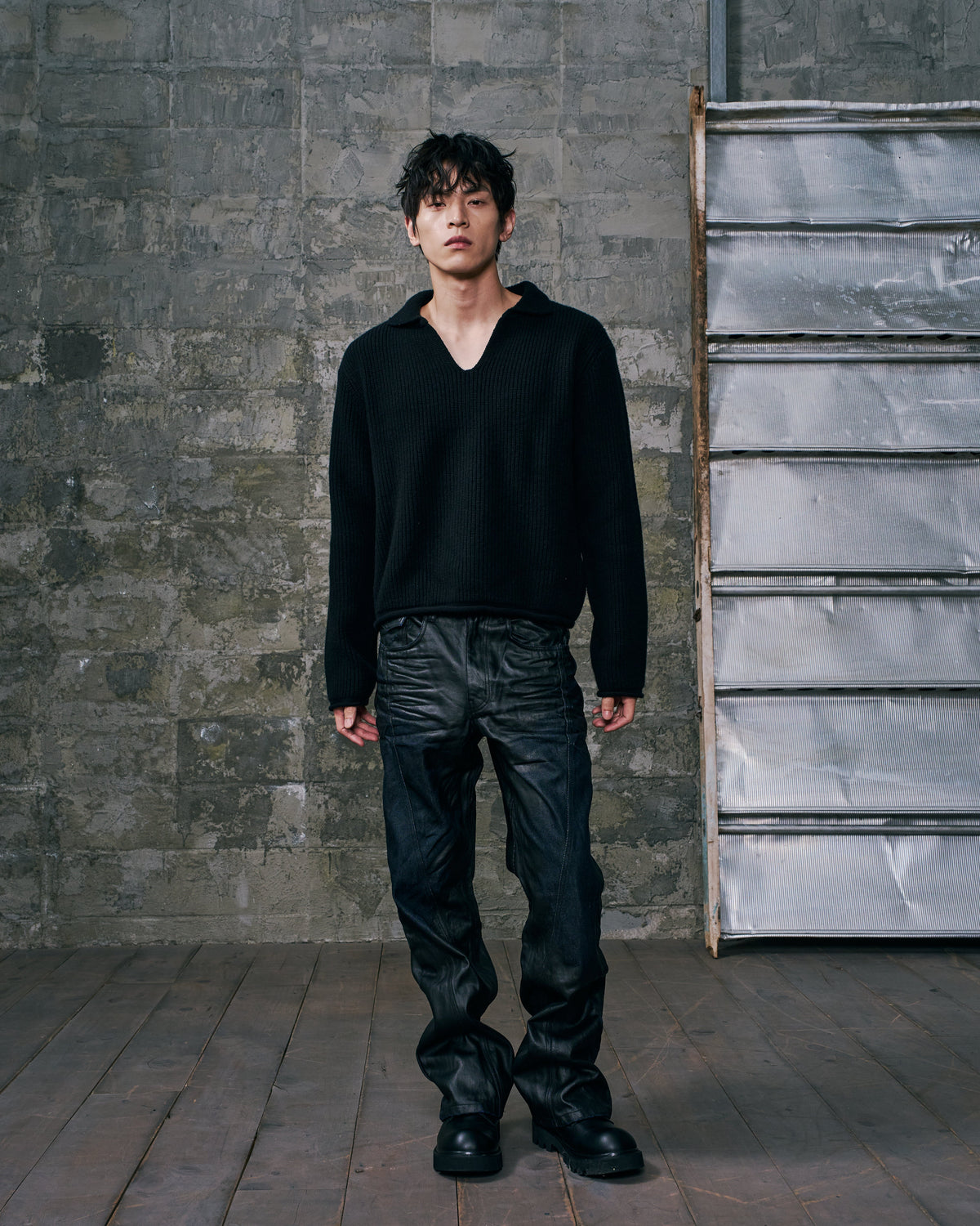 JOHNNY COLLAR CHUNKY SWEATER