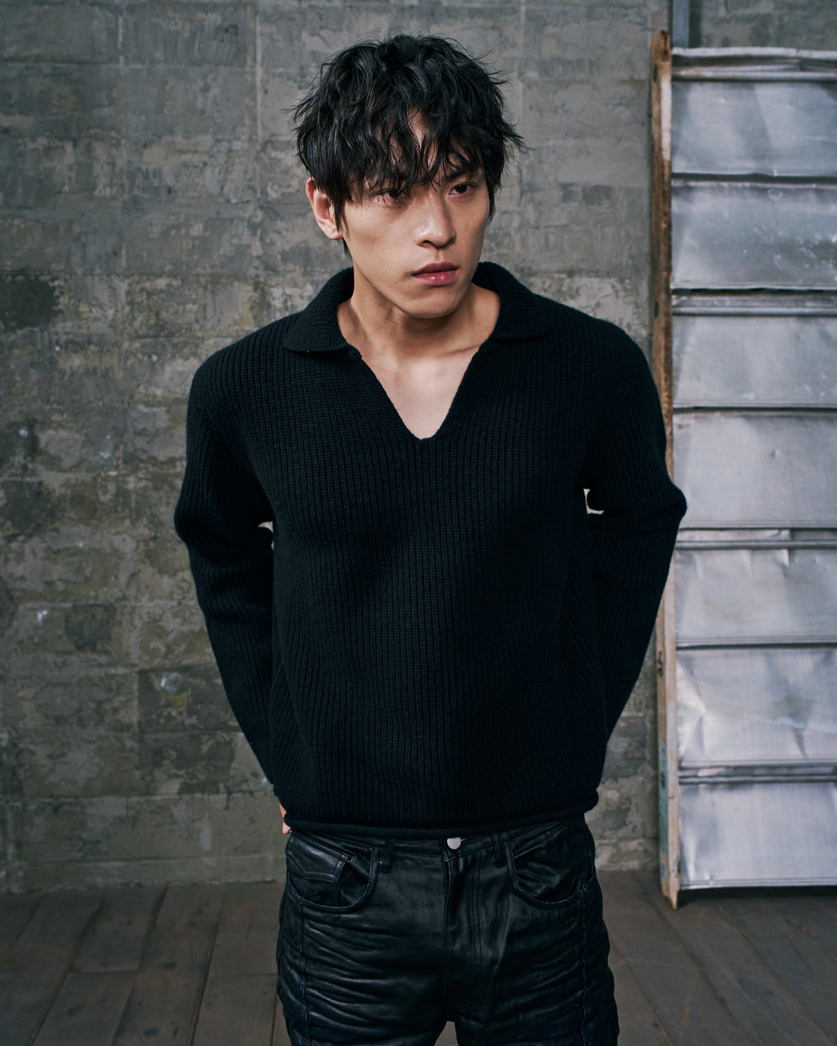 JOHNNY COLLAR CHUNKY SWEATER