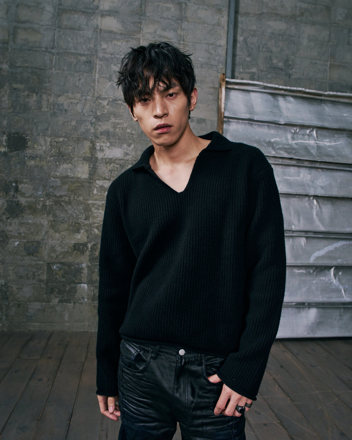 JOHNNY COLLAR CHUNKY SWEATER