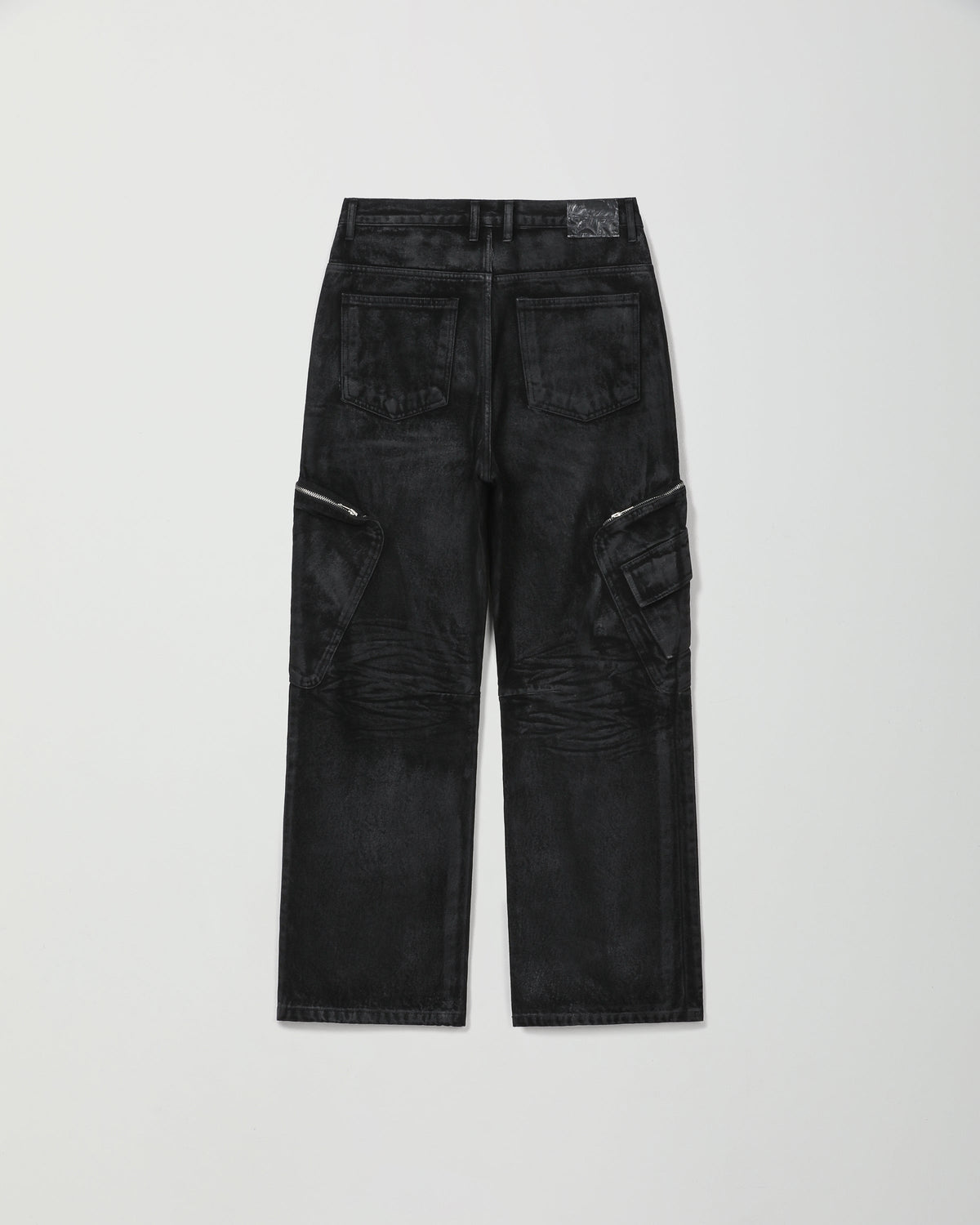 CARGO DENIM TROUSERS BLACK WAX FINISH
