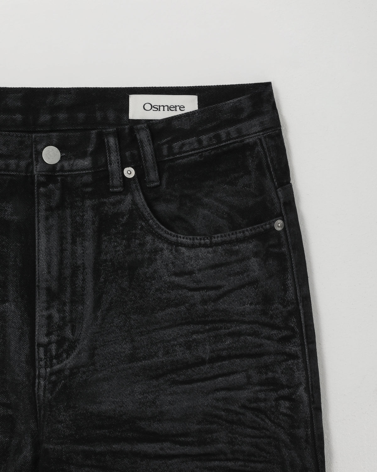 CARGO DENIM TROUSERS BLACK WAX FINISH