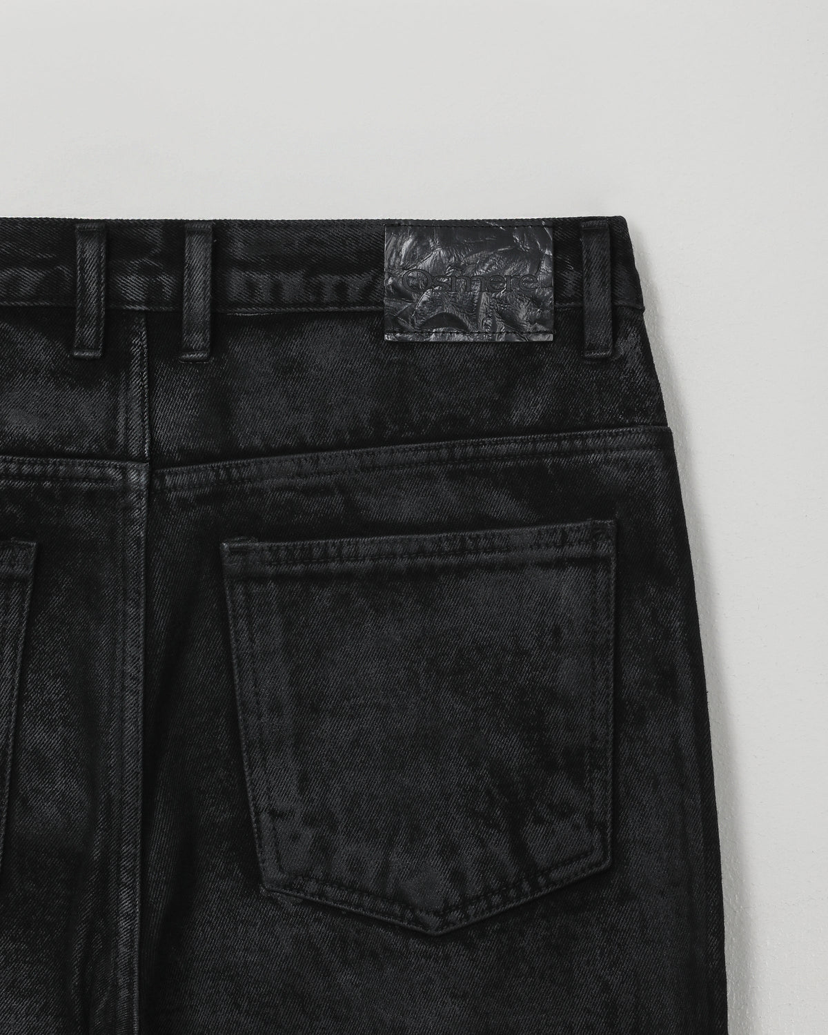 CARGO DENIM TROUSERS BLACK WAX FINISH